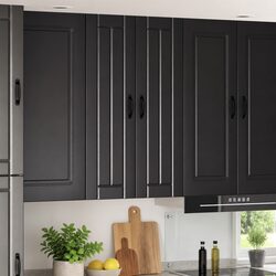 Engineered Wood Black Wall Cabinet for Kitchen Storage