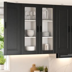 Wall-Mounted Glass Cabinet LUCCA in Black