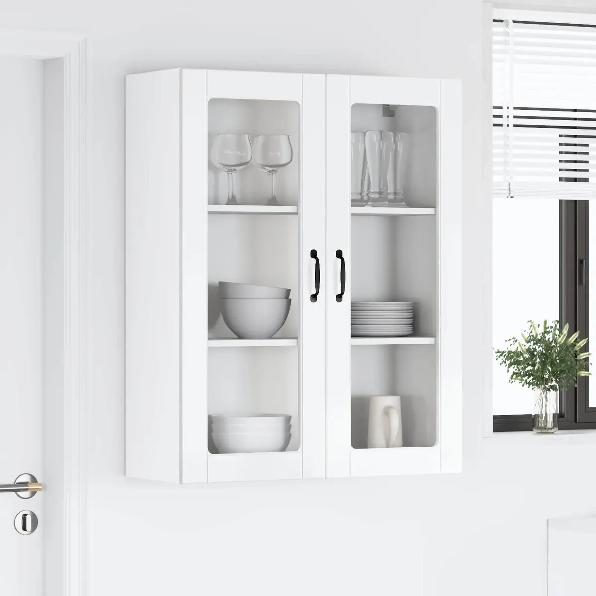 High Gloss White Wall-Mounted Kitchen Storage Cabinet Engineered Wood 80x31x100cm