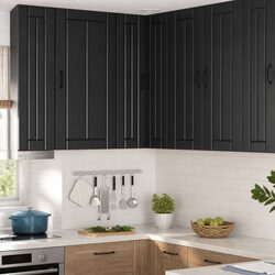 Corner Wall Cabinet for Kitchen Storage in Black