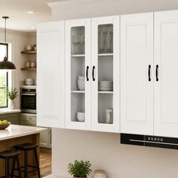 Wall Glass Cabinet with Engineered Wood Construction