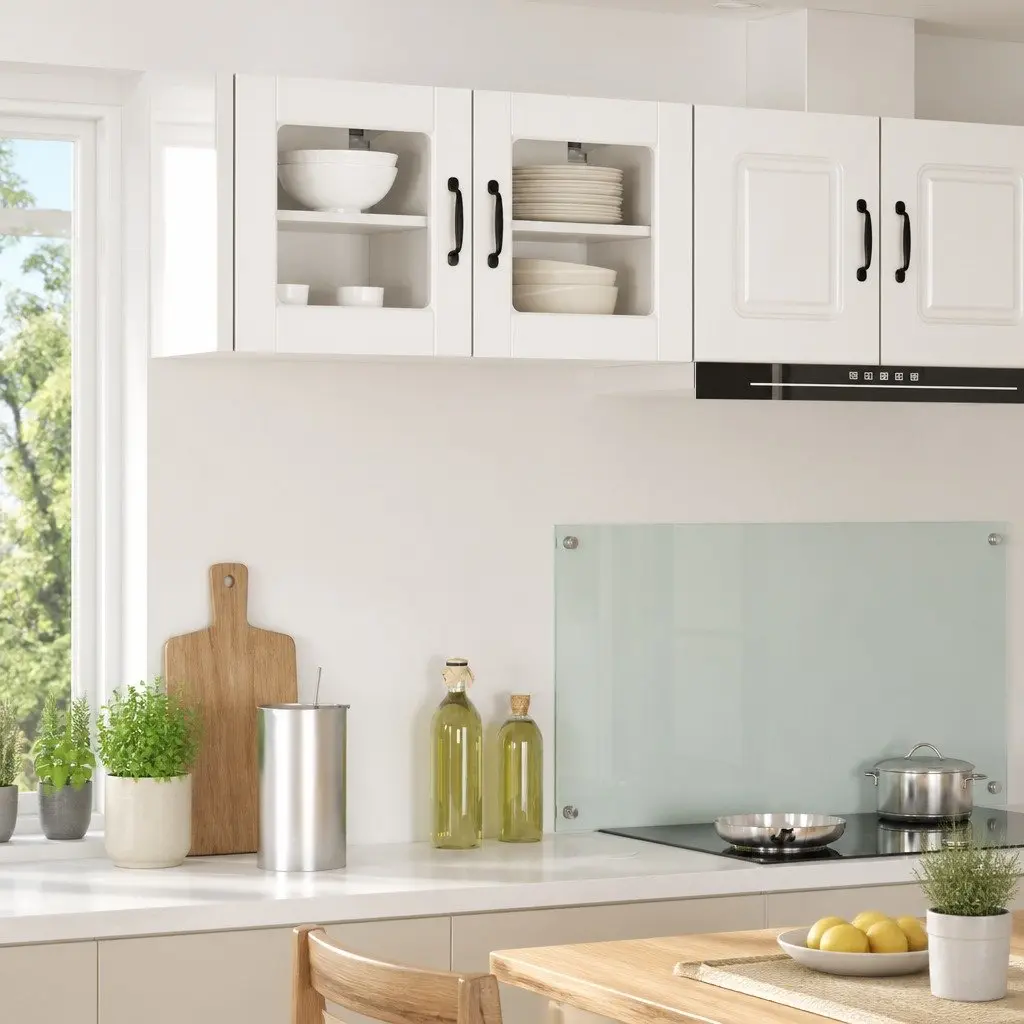 Wall Glass Cabinet Wall-mounted Storage 40x31x40cm White Engineered Wood