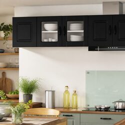 PORTO Black Wall Glass Cabinet for Kitchen Storage 40x31x40cm