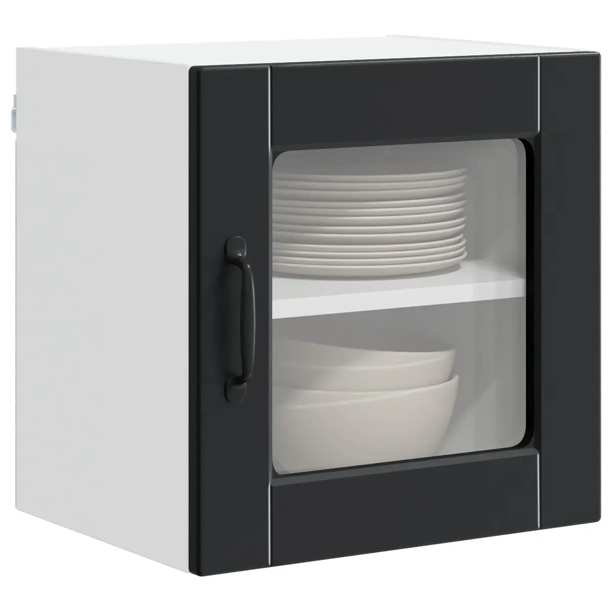 Wall Glass Cabinet Modern Kitchen Storage Black 40 x 31 x 40 cm 2 Pieces