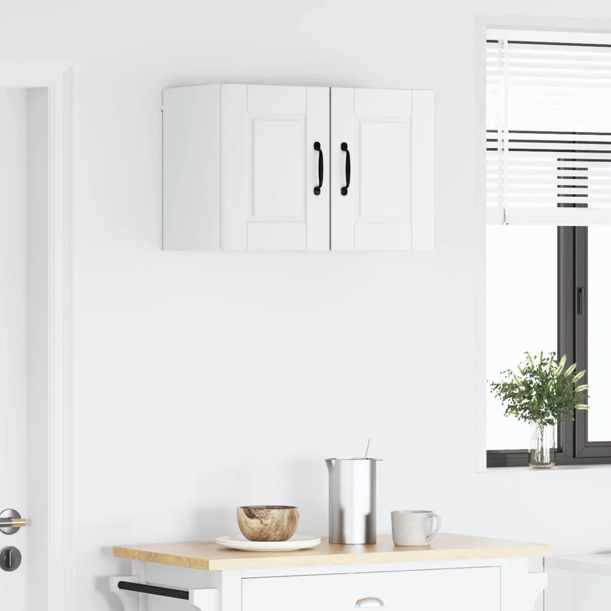Wall-Mounted Kitchen Cabinet Space-Saving 2 Pieces White Storage Unit