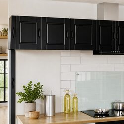 Wall-Mounted Kitchen Cabinet in Black Engineered Wood