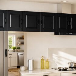 Wall-Mounted Kitchen Storage Cabinets - PORTO Black 2 Pieces