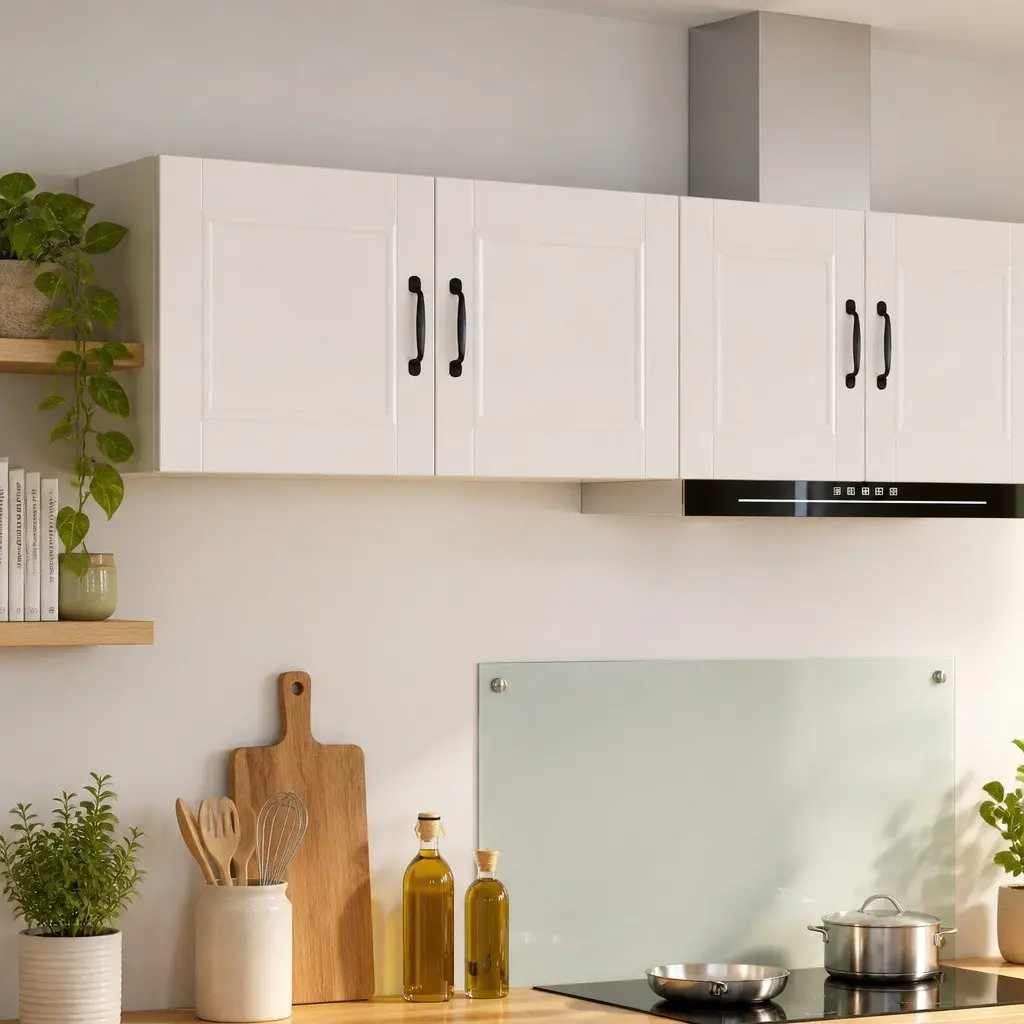Wall Cabinet 2 Pieces Engineered Wood High Gloss White Kitchen Storage 50 x 31 x 40 cm