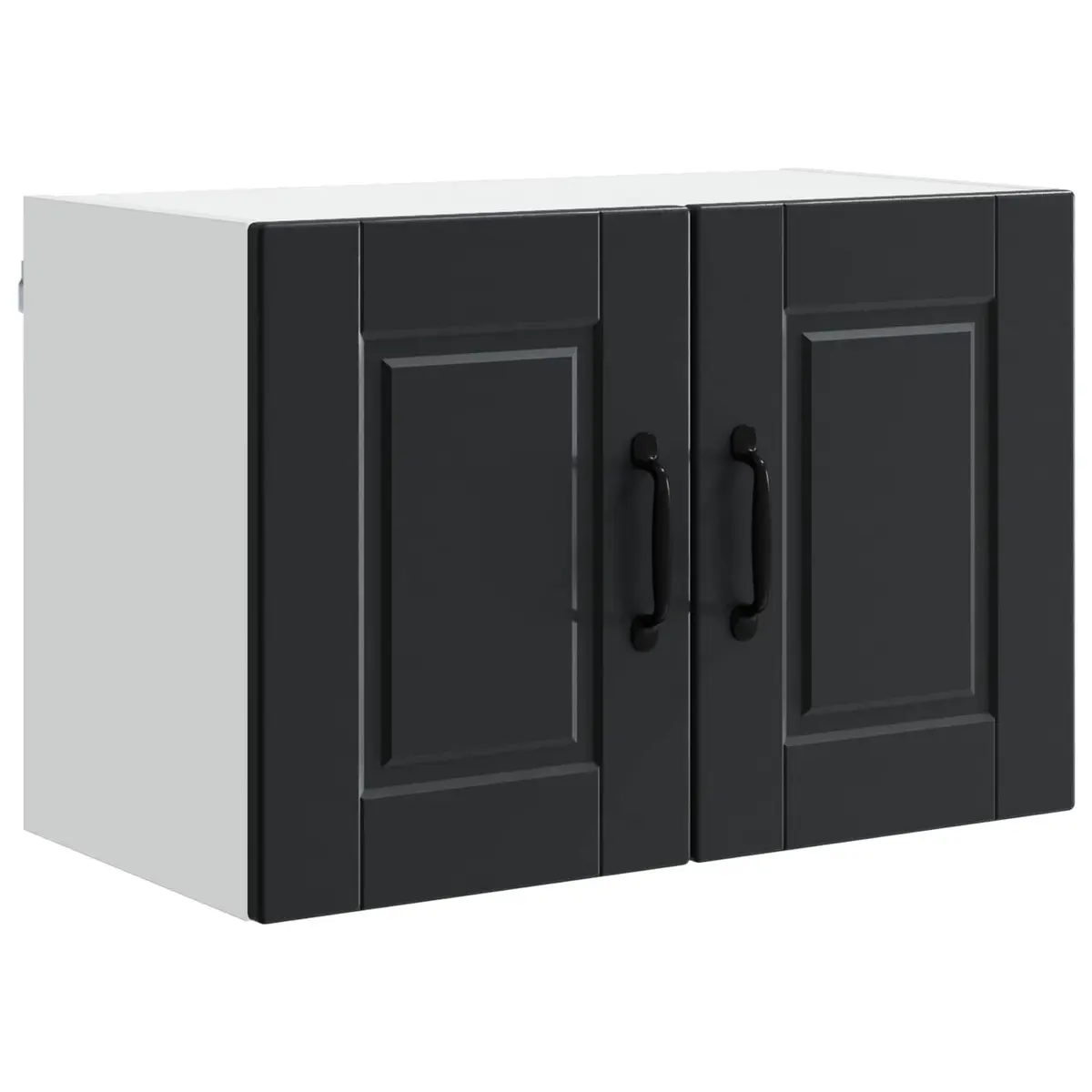 Wall Cabinet Kitchen Storage Wall-mounted Black 60x31x40cm Engineered Wood Shelves Unit