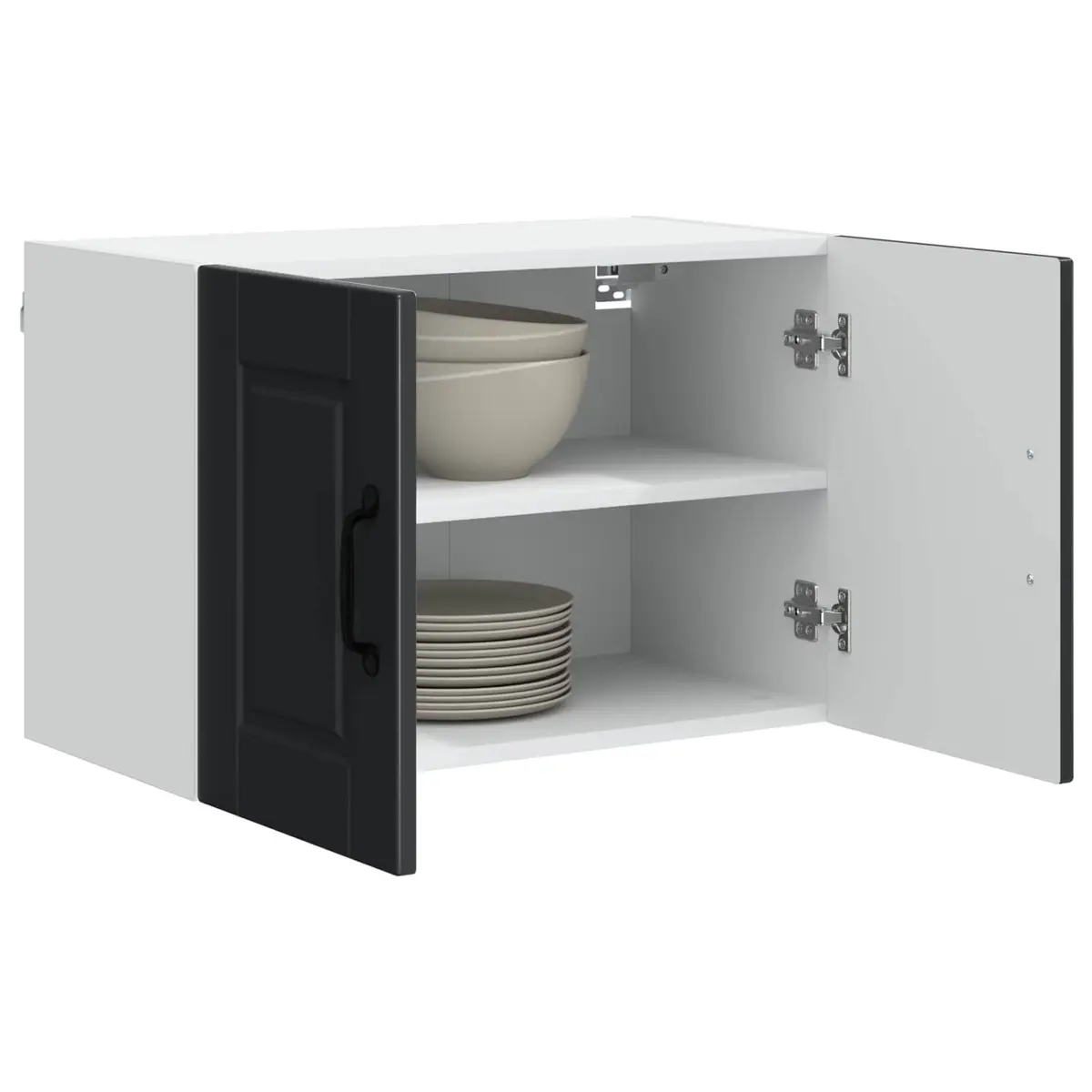 Wall Cabinet Black 60x31x40cm 2 Piece Engineered Wood