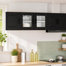 Engineered Wood Wall Glass Cabinet Black 80x31x40cm