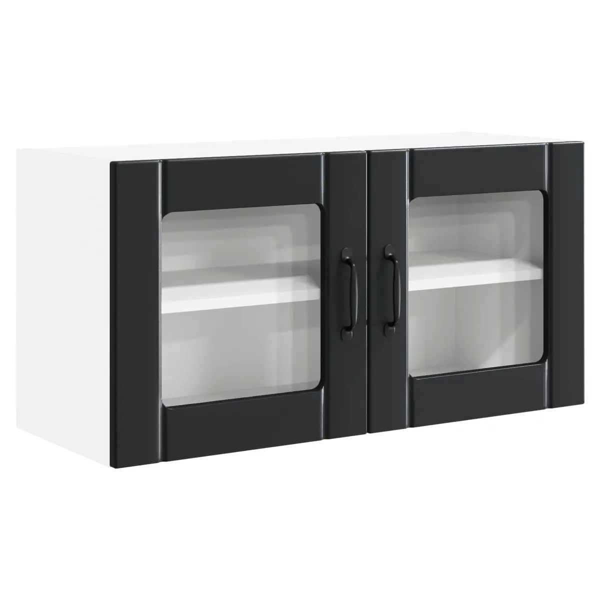 Wall Glass Cabinet Modern Black 80x31x40cm Engineered Wood Kitchen Storage