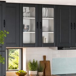Wall-Mounted Glass Cabinet for Kitchen Organization