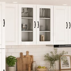 2-Piece Wall-Mounted Kitchen Cabinet in High Gloss White