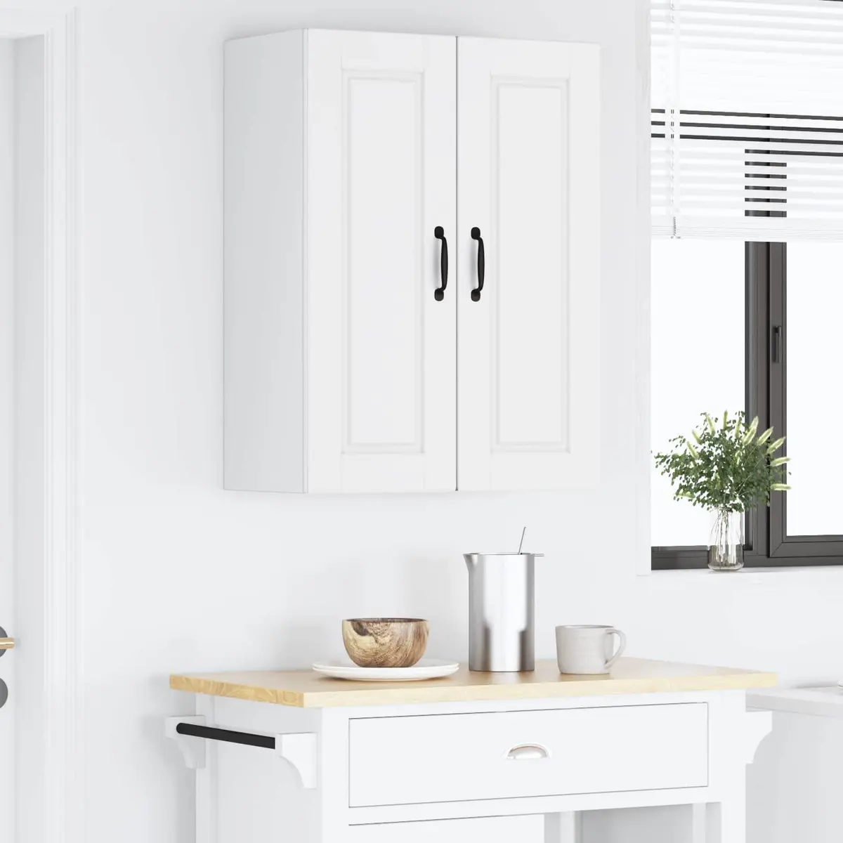 Wall Cabinet White Space Saving 2 Piece Engineered Wood