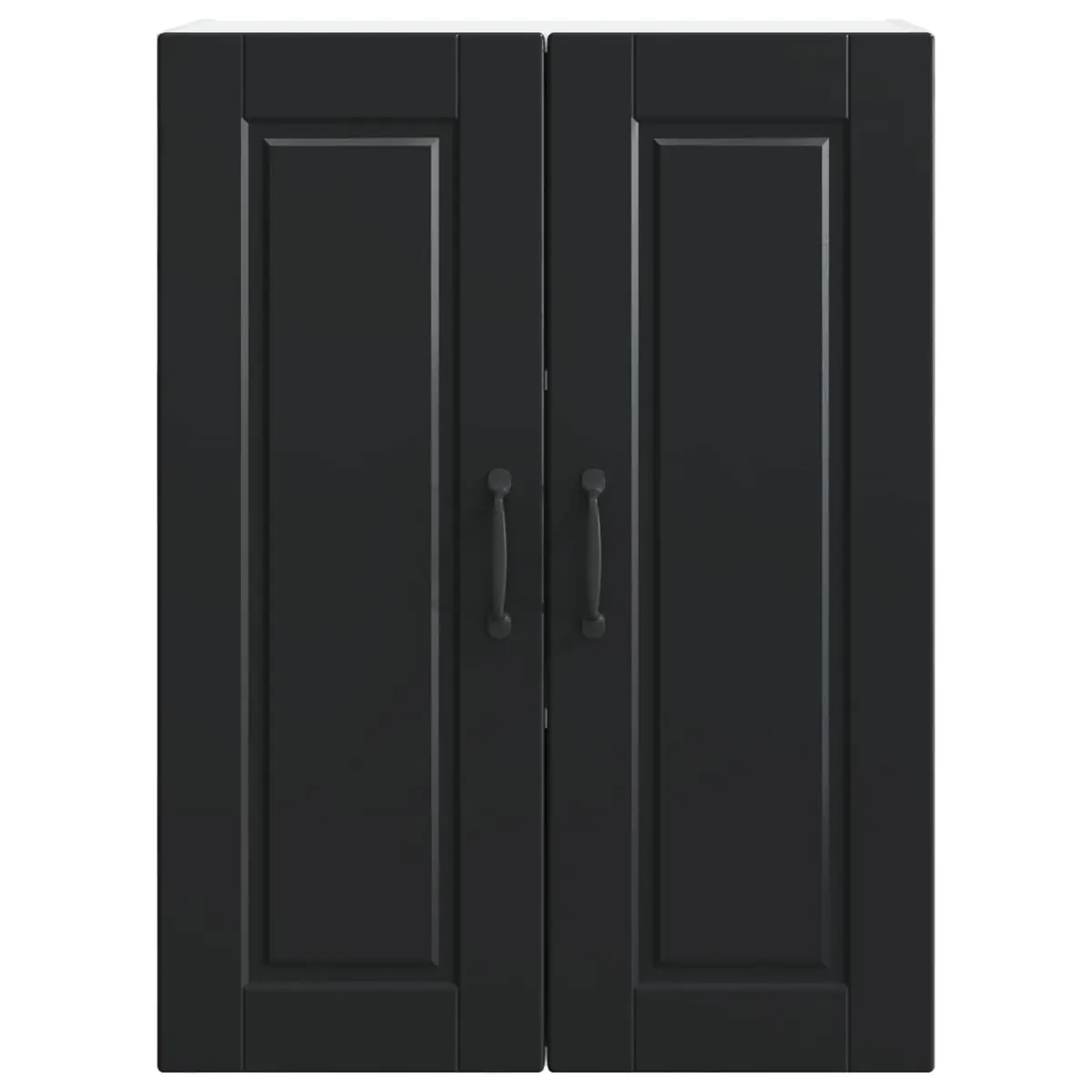 Wall Cabinet Kitchen Storage Black Engineered Wood 60x31x80cm Shelves