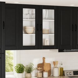 Contemporary Black Wall Cabinet PORTO for Kitchens