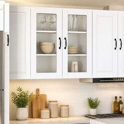 Wall-Mounted Glass Cabinet in High Gloss White Finish