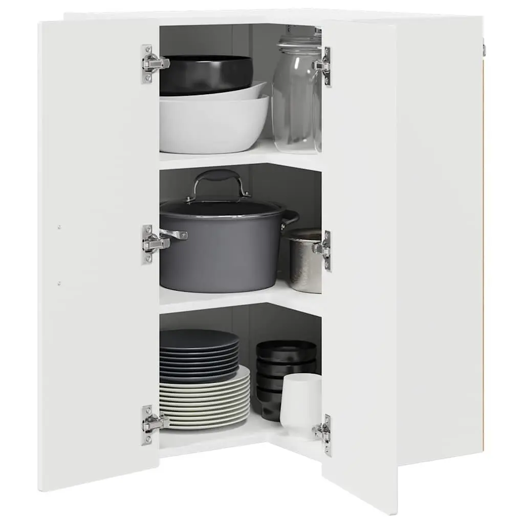 Wall Corner Cabinet High Gloss White 57 x 57 x 80 cm Kitchen Storage