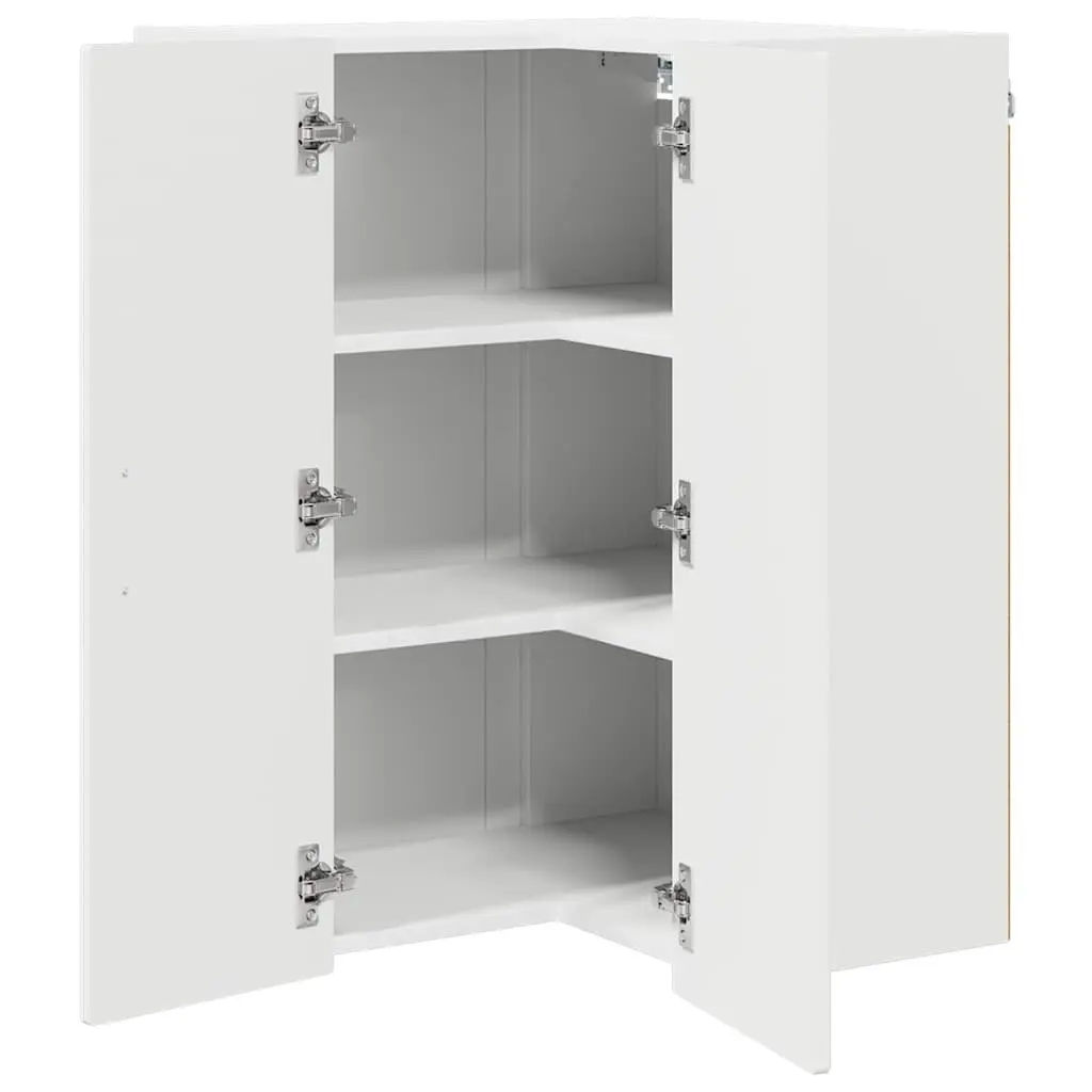 Wall Corner Cabinet High Gloss White 57 x 57 x 80 cm Kitchen Storage