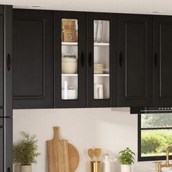 Engineered Wood Wall Glass Cabinet 60x31x80cm Black