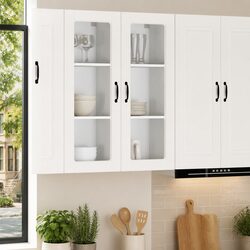 Wall-Mounted Kitchen Cabinet with Glass Elements 40x31x100cm