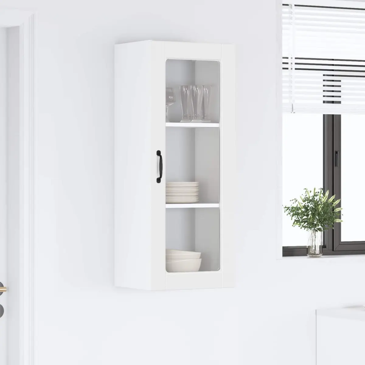 Wall-Mounted Kitchen Cabinet Space Saving 40x31x100cm White