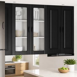 Wall-Mounted Black Kitchen Cabinet 40x31x100cm