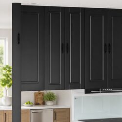 Wall-Mounted Kitchen Storage Cabinet in Black Wood