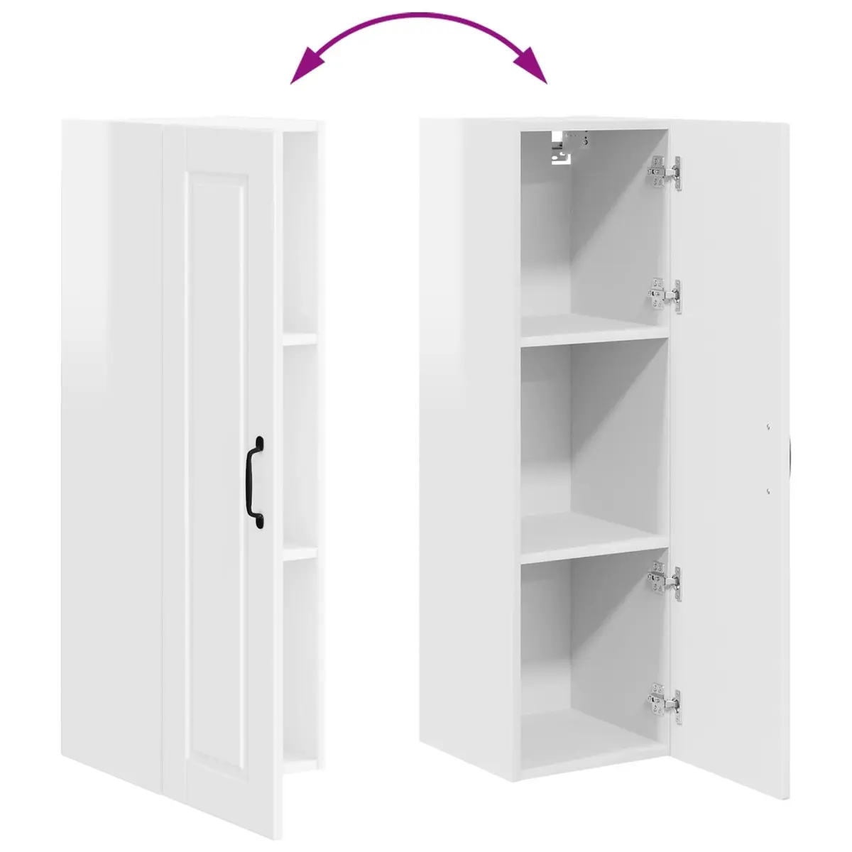 Wall Cabinet Engineered Wood High Gloss White 30 x 31 x 100 cm