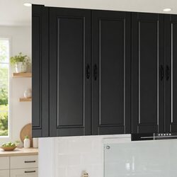 Wall-Mounted Kitchen Storage Cabinet in Black Wood