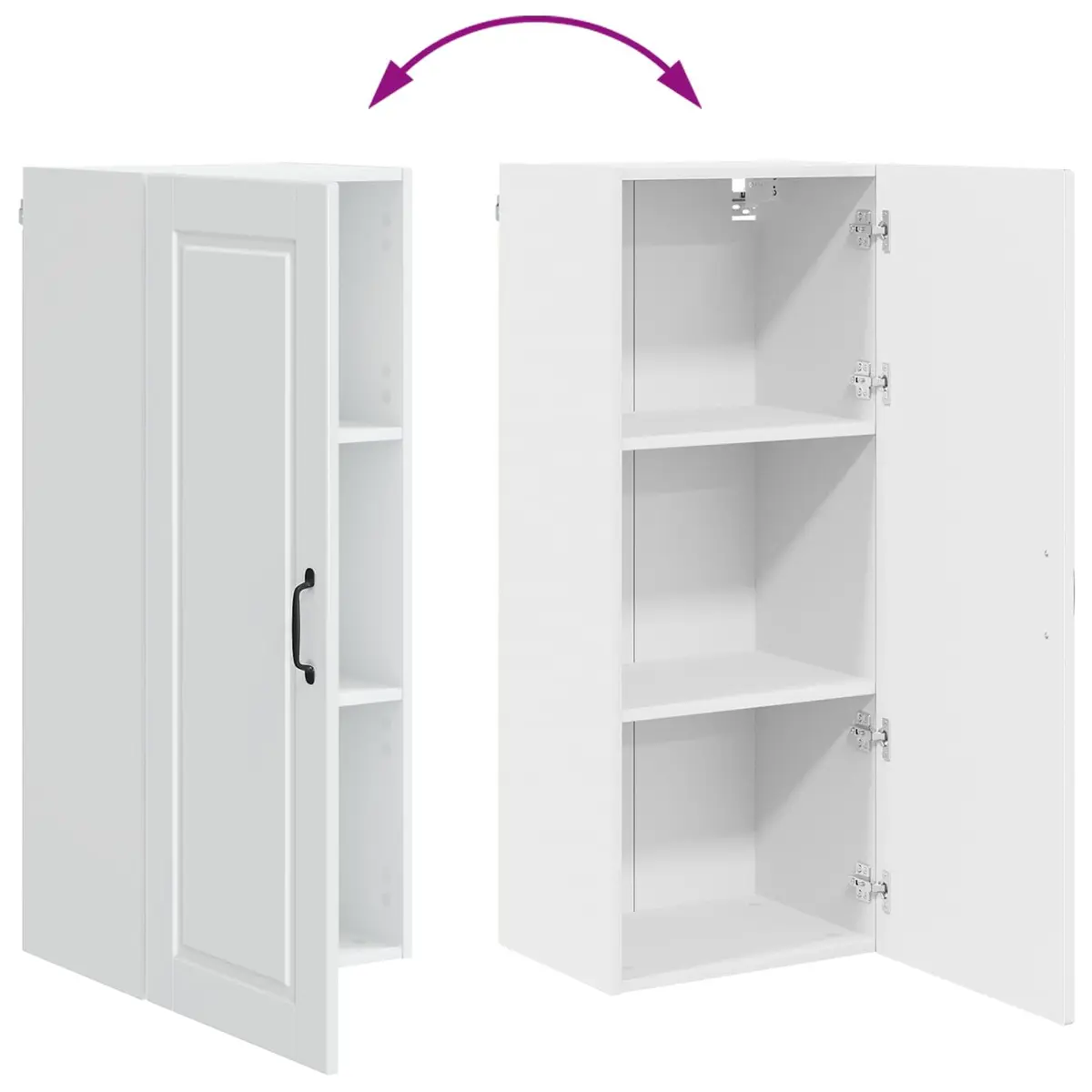 Wall Cabinet Modern High Gloss White Engineered Wood Storage 40 x 31 x 100 cm