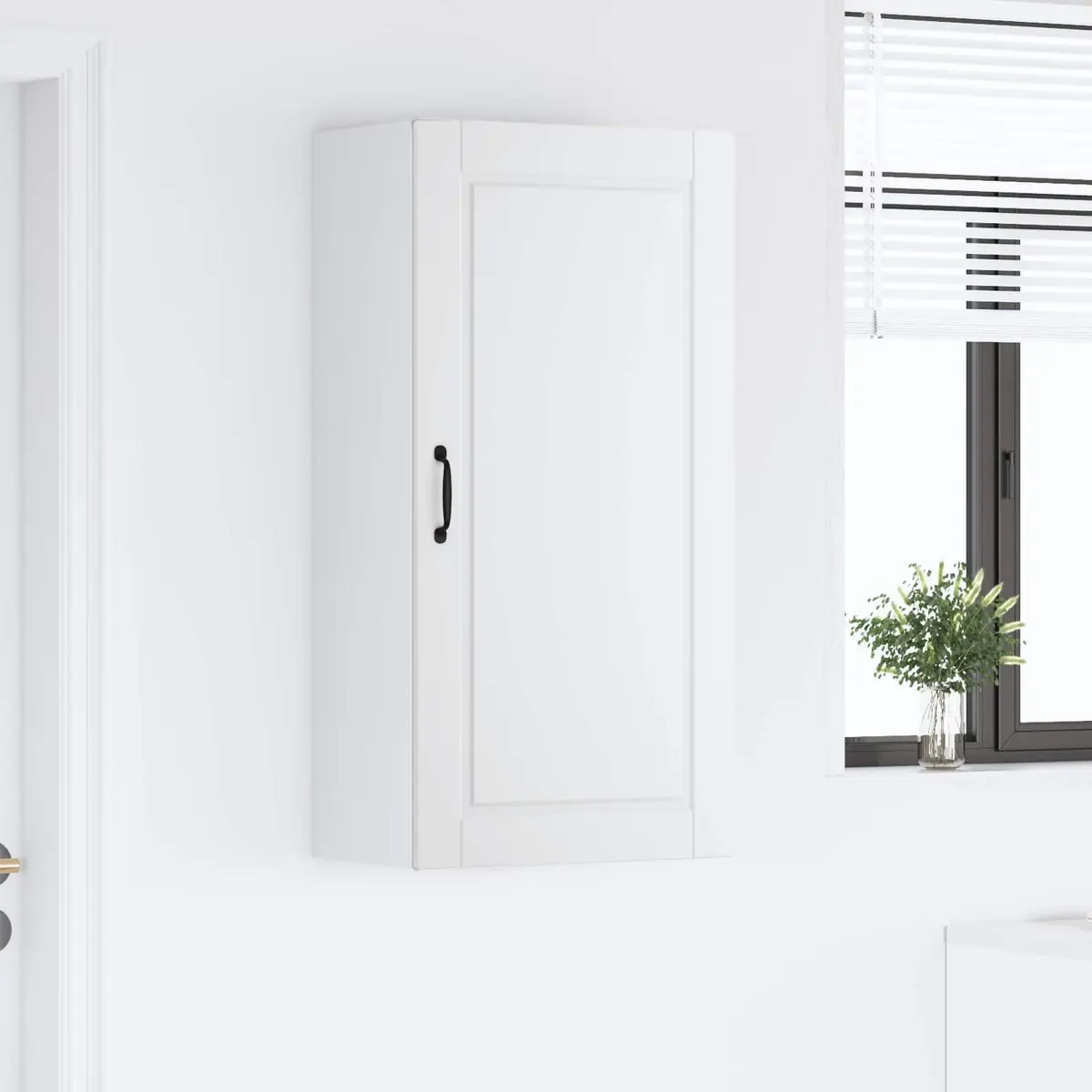 Wall Cabinet Kitchen Storage White 50x31x100cm Engineered Wood Shelves Organiser