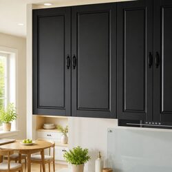 Wall-Mounted Kitchen Cabinet in Black Engineered Wood