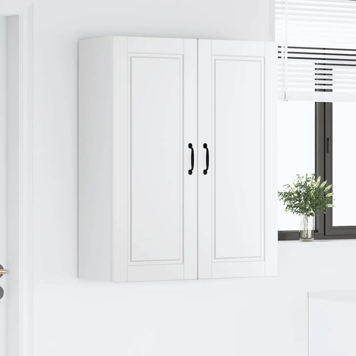 Wall Cabinet Kitchen Storage Modern White Engineered Wood 80x31x100cm