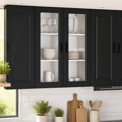 Engineered Wood Wall-Mounted Kitchen Cabinet in Black