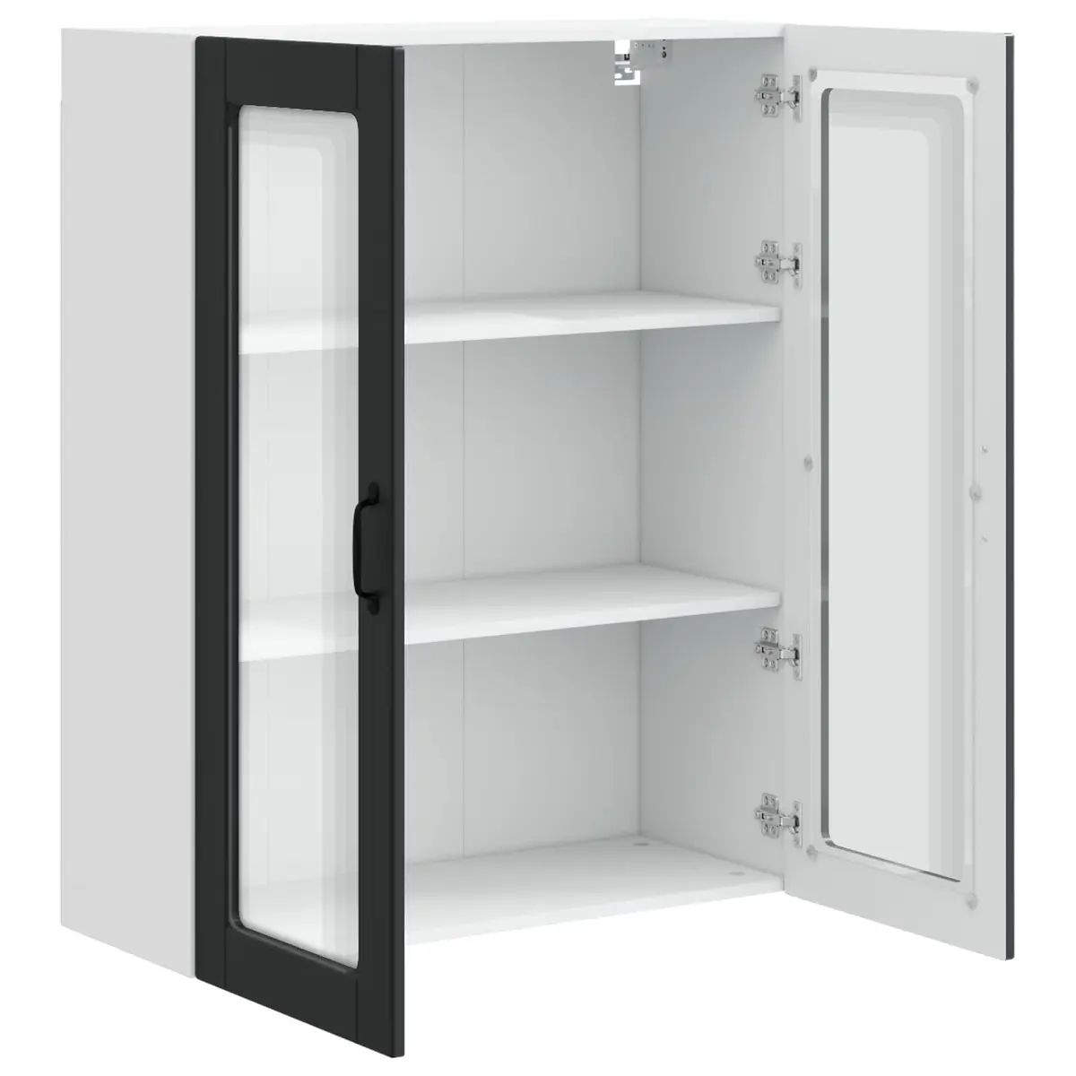 Wall Glass Cabinet Kitchen Storage PORTO Black 80x31x100cm Engineered Wood