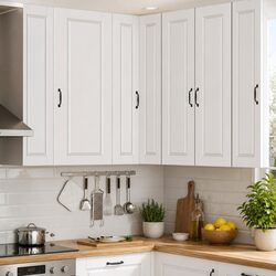 Wall-Mounted White Corner Kitchen Cabinet 57x57x100cm