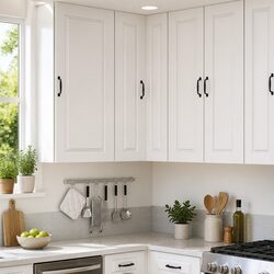 Wall-Mounted Corner Kitchen Cabinet in High Gloss White