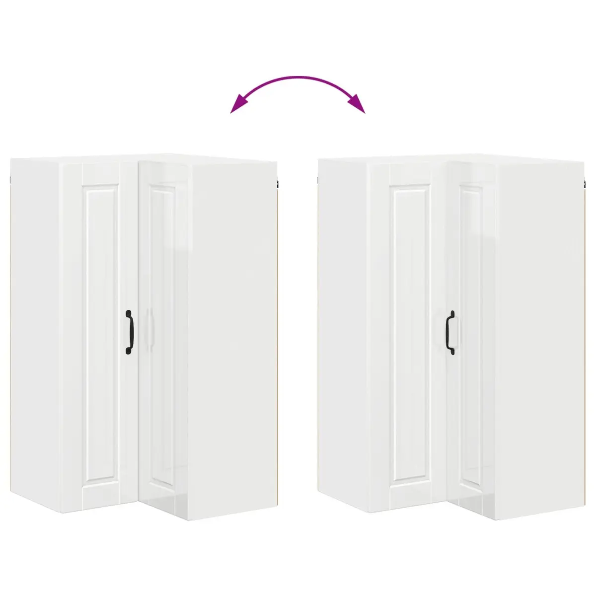 Wall Corner Kitchen Cabinet Modern Storage Unit High Gloss White 57 x 57 x 100 cm