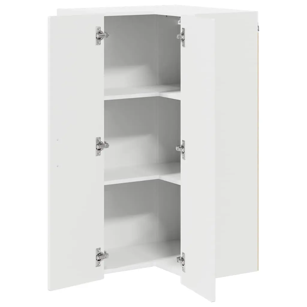 Wall Corner Kitchen Cabinet Modern Storage Unit High Gloss White 57 x 57 x 100 cm