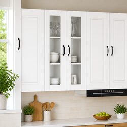 Engineered Wood Wall Glass Kitchen Cabinet 60x31x100cm