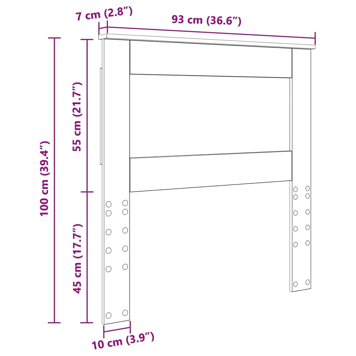 Headboard Modern Minimalist 90cm White Engineered Wood Wall Mount