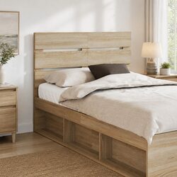 Rectangular Engineered Wood Headboard in Brown Finish