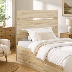 Rectangular Engineered Wood Headboard in Brown