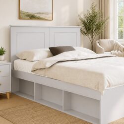 Adjustable Height White Headboard, 100 cm Wall-Mounted
