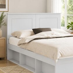 Wall-Mounted White Headboard with Adjustable Height