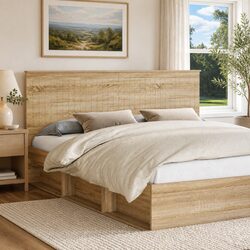 Brown Minimalist Headboard Crafted from Engineered Wood