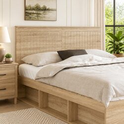 150 cm Engineered Wood Headboard Brown Minimalist Design