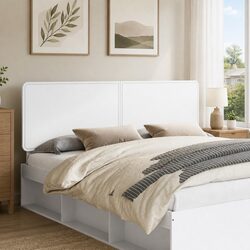 White Engineered Wood Headboard with Rectangular Design